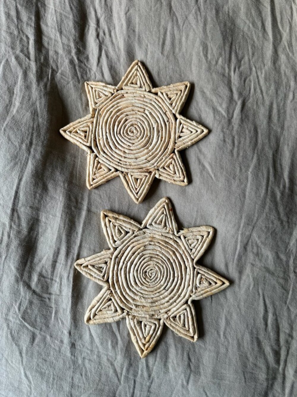 Handmade Woven Palm Leaf Sun Boho Trivets